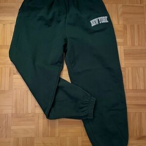 Garage Dark Green Joggers with New York Print